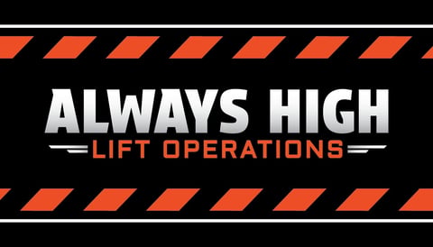 Always High Lift Operations logo with orange and black diagonal stripe design